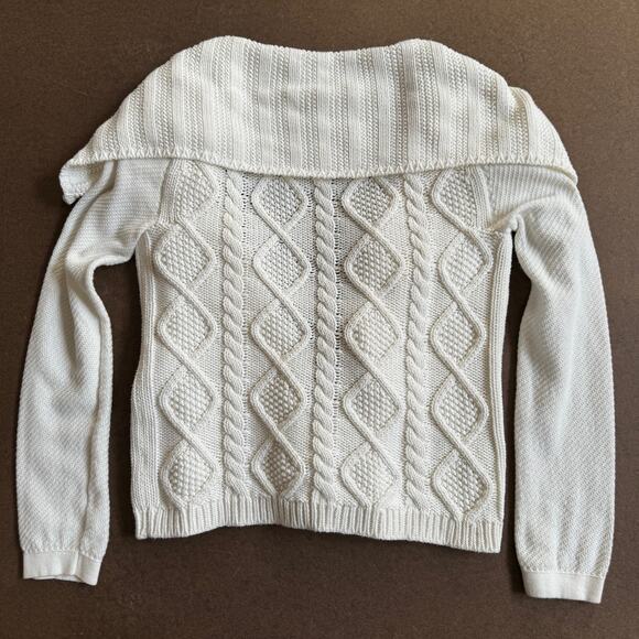 CAbi Cable Sweater White Small Style 193 Old Money Closet Staple Loose Knit EUC - Picture 5 of 9